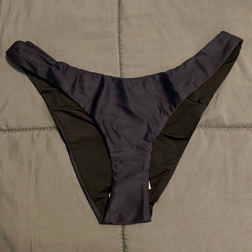 JCrew Curved Waist Cheeky Bikini Bottom Navy Size Small NWT